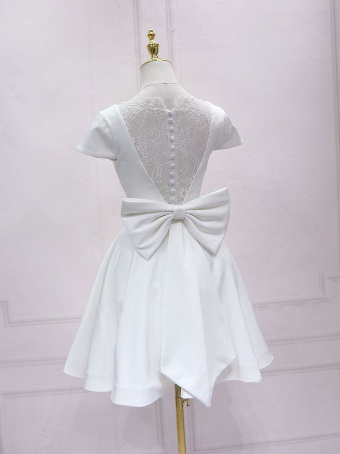 Short White Dress Outfit Party Night Classy A Line Satin Graduation