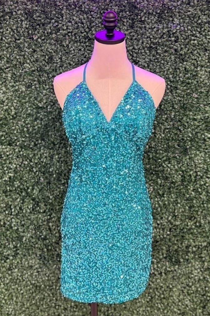 Jade Straps Sheath Sequins Homecoming Dress