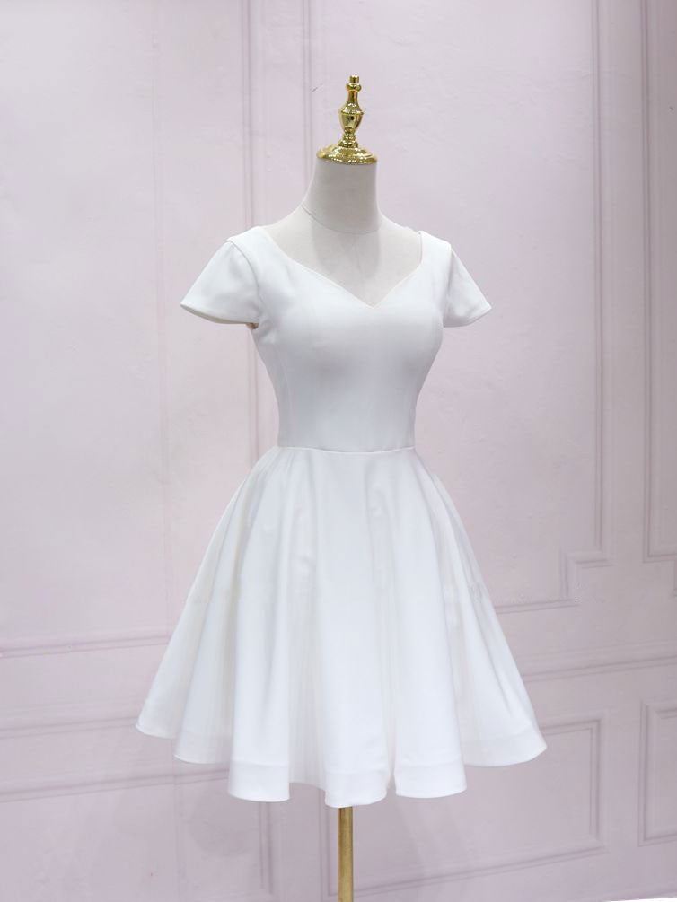 Short White Dress Outfit Party Night Classy A Line Satin Graduation
