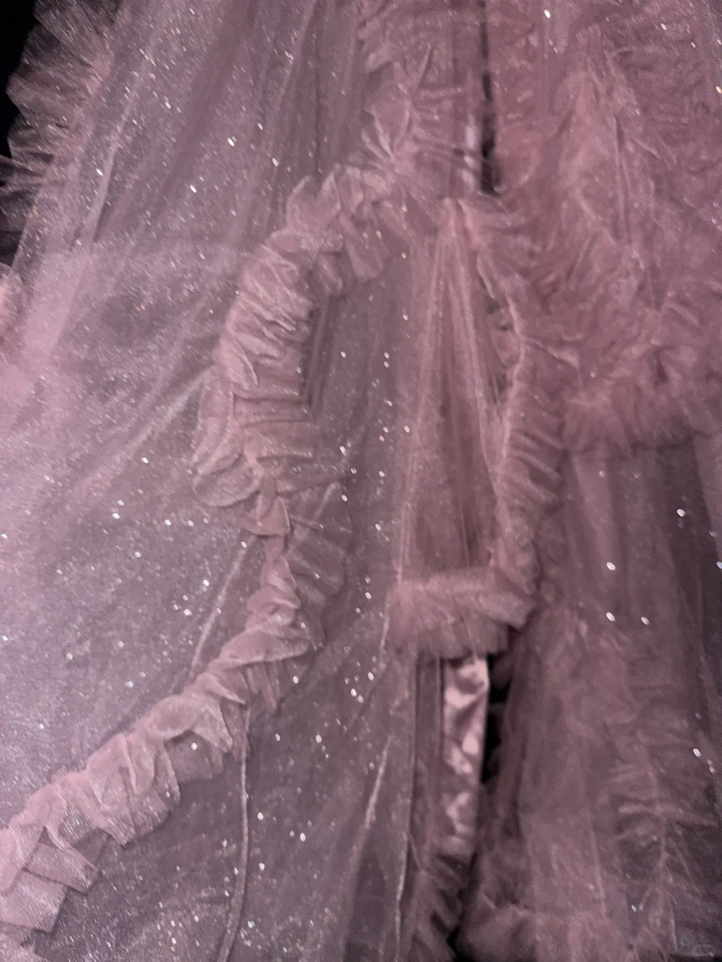 Vintage Pink Tiered Tulle Sequined Sweetheart Spaghetti Strap Evening Gown TP5371