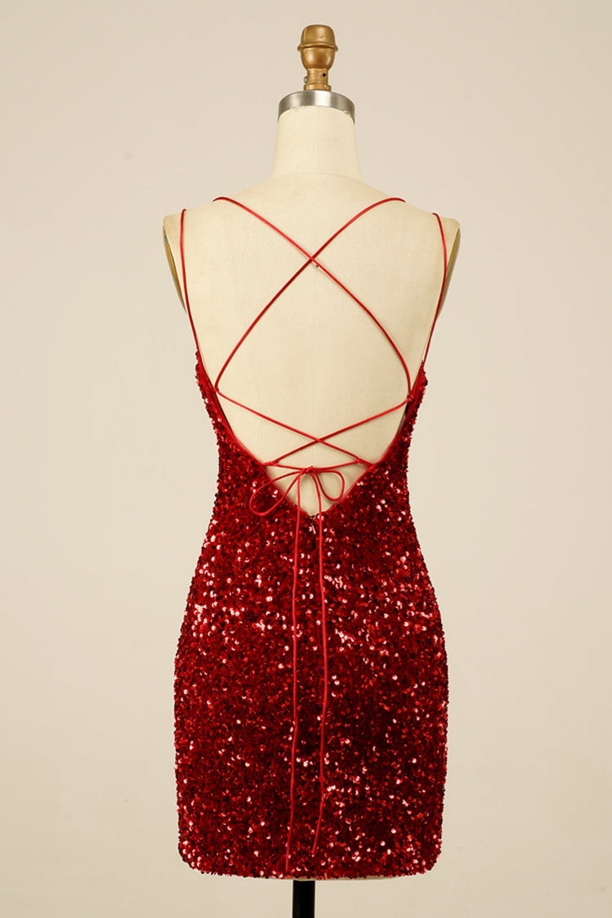 Wine Red Sequins Lace-Up Sheath Homecoming Dress with Slit