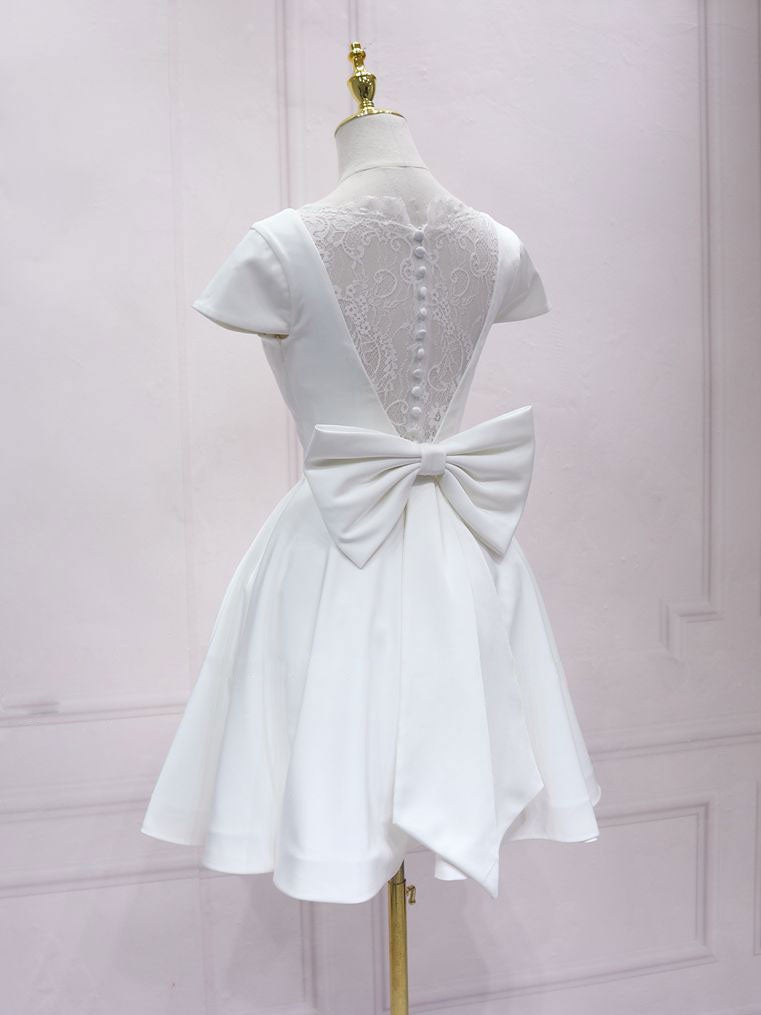 Short White Dress Outfit Party Night Classy A Line Satin Graduation