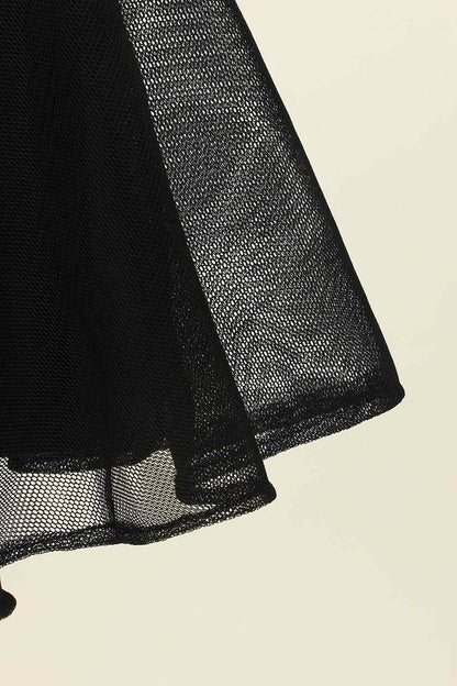 Black A-line V Neck Sleeveless Lace-Up Back Tulle Mini Homecoming Dress