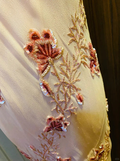 Sweet Pink Sequined Beaded Halter Chiffon Long Prom Dress Evening Dress P4183