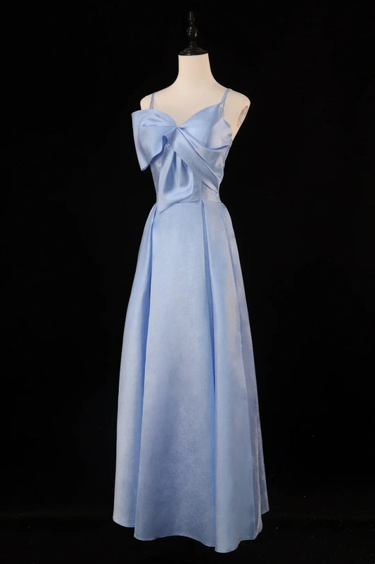 Blue/Brown/Red Spaghetti Strap Elegant Long Satin Ball Gown Evening Dress Party Dress gh4539