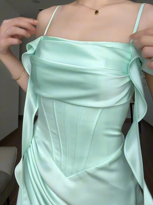 Stylish, Simple, Flowing Ribbon, Elegant Long Satin Evening Gown/Party Dress gh7084