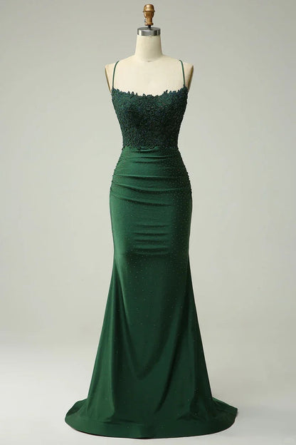 Blue/Green/Red Exquisite Shiny Elegant Satin Long Mermaid Fit Floor Length Ball Gown Evening Dress Prom Dress gh4202