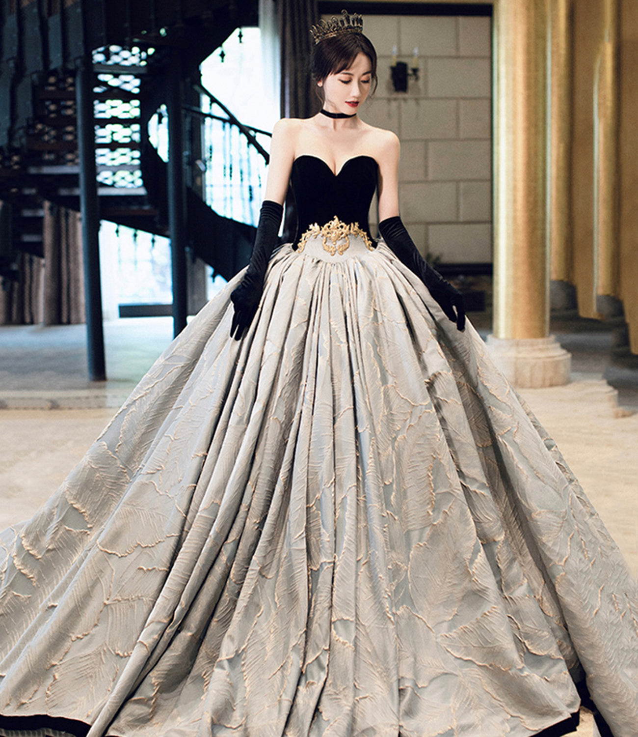 Amazing satin long ball gown dress formal dress  10471