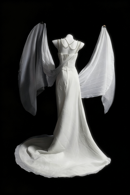 girlhomeshops-White Elegant Long Tulle Wedding Dress For Brides gh6284