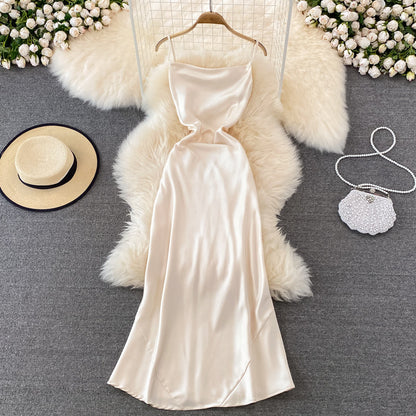 Simple Satin Short Dress Fashion Dress  10792