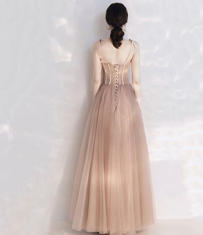 Stylish tulle lace long prom dress A line evening dress  10397