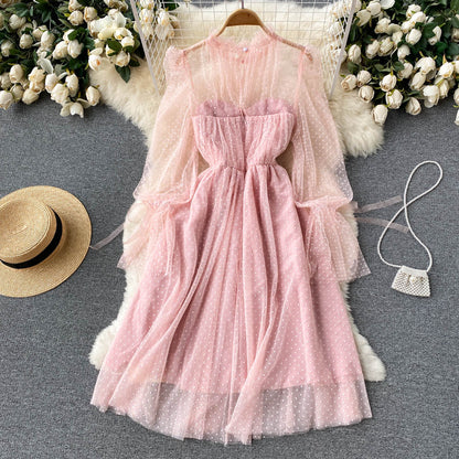 Cute Tulle Long Sleeve Dress Fashion Dress  10659