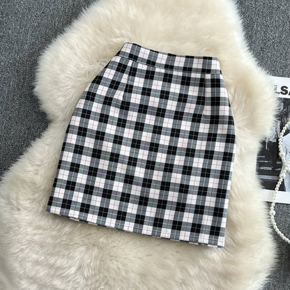 Age reducing college style leisure plaid skirt A-line skirt Hip Wrap Skirt  11269