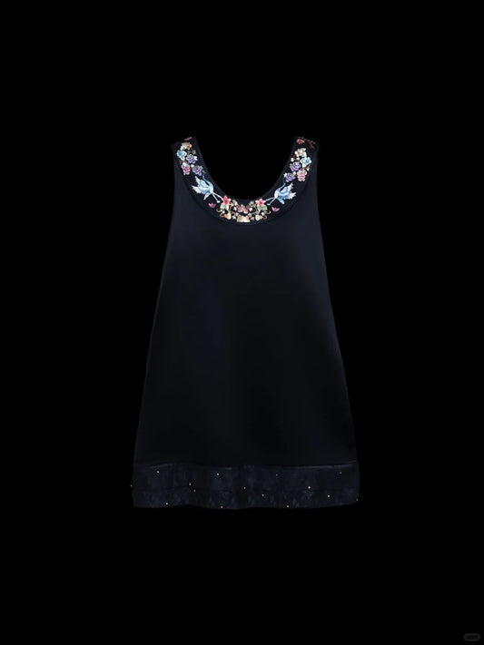 Girlhomeshops-Black exquisite floral elegant fairy girl short satin homecoming dress birthday dress gh5371