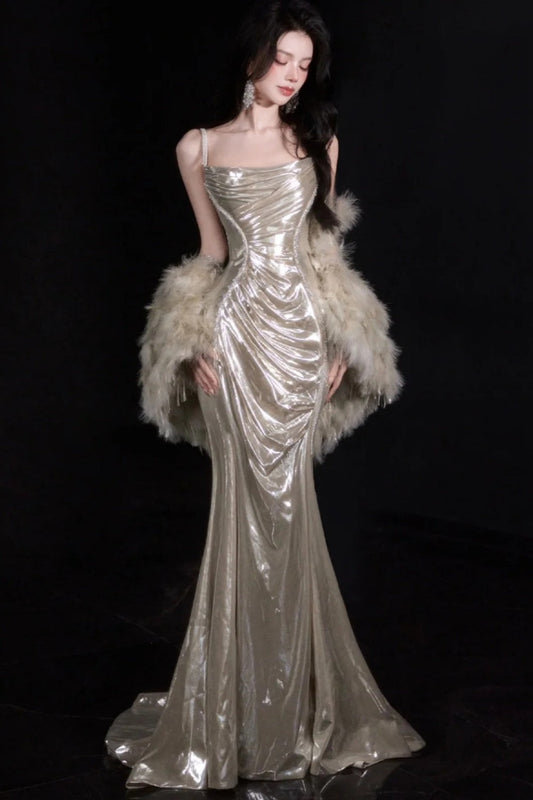 girlhomeshops-Elegant Satin Mermaid Fitted Prom Dress gh6234