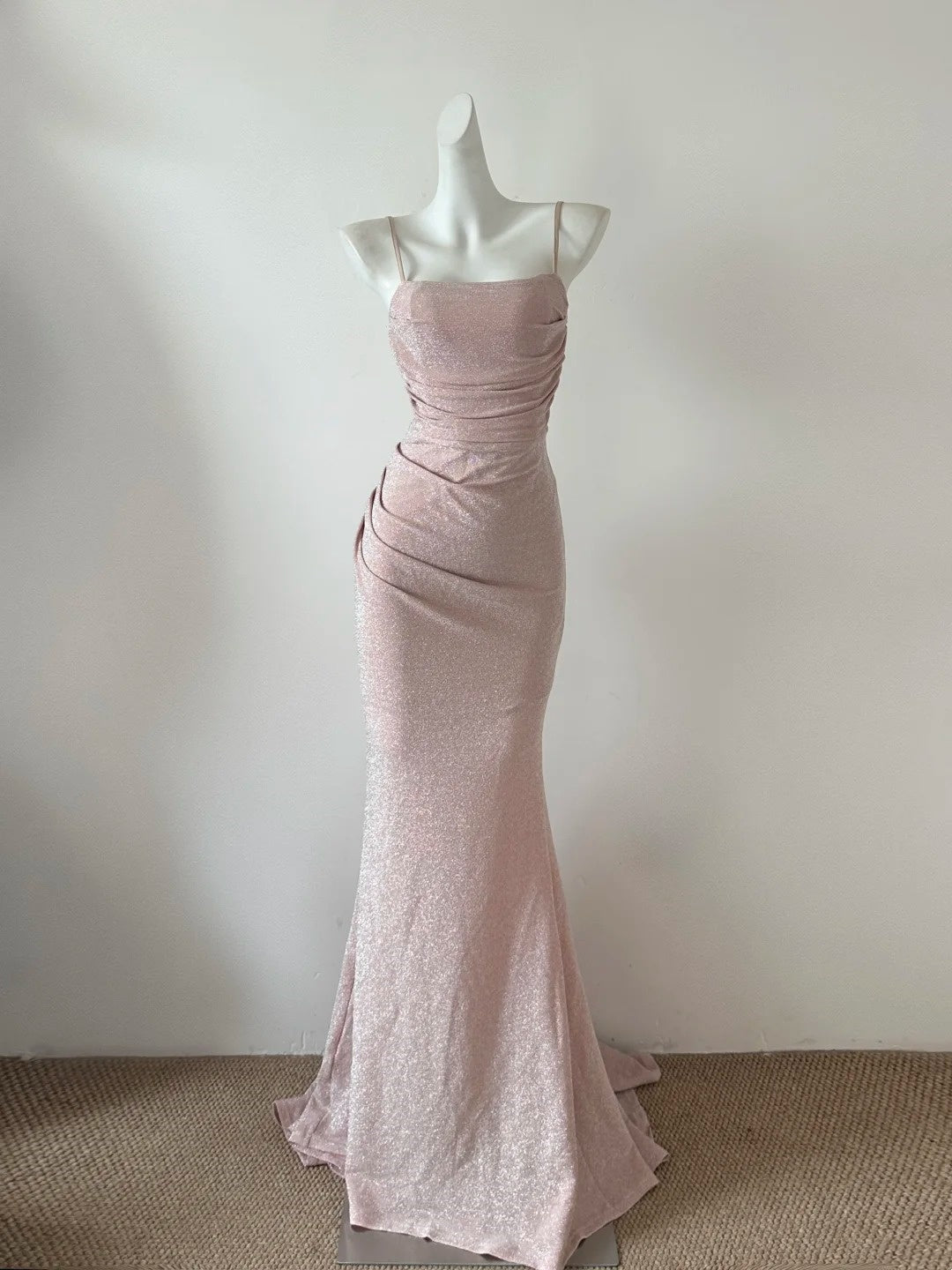 Light Pink Shiny Fashion Long Satin Prom Dress Evening Dress Party Dress gh4841