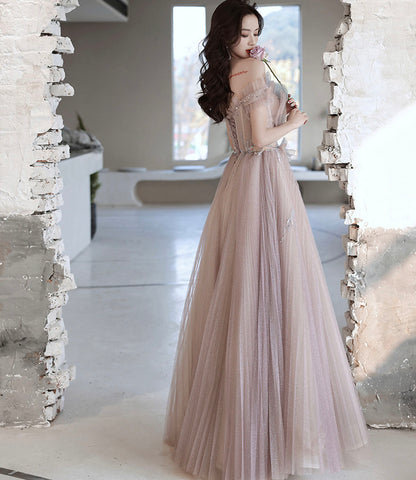 Cute tulle long prom dress A line evening dress  10426