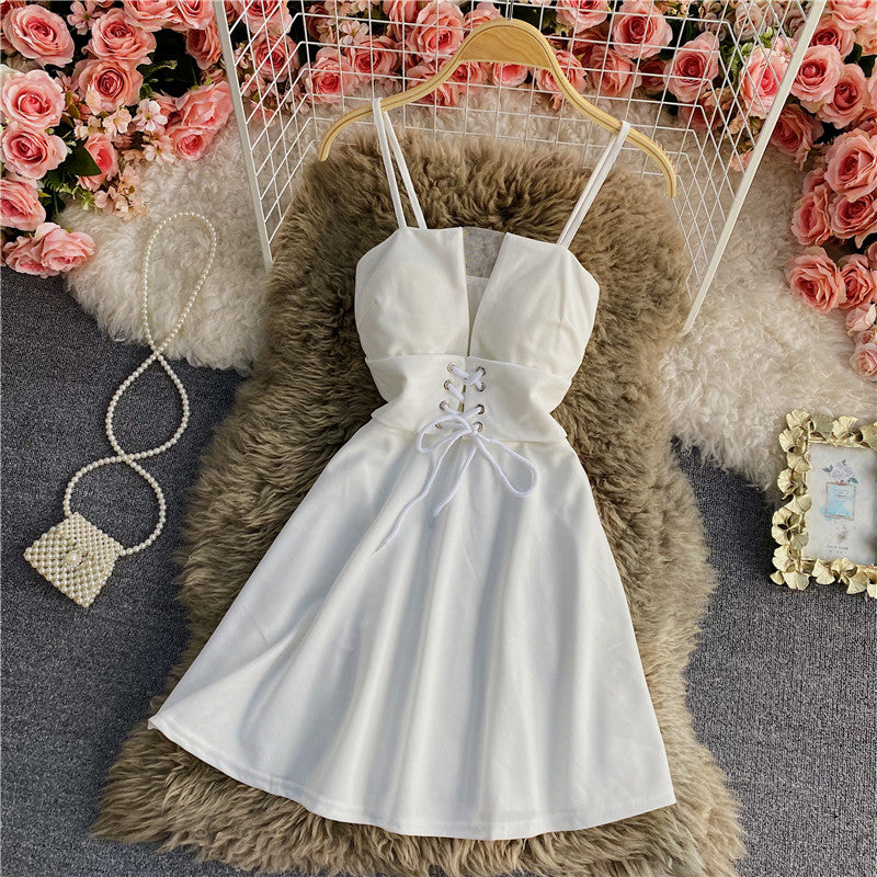 A Line Lace Up Dress Fashion Dress  10699