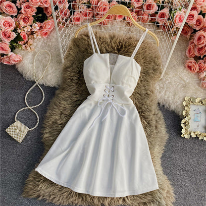 A Line Lace Up Dress Fashion Dress  10699