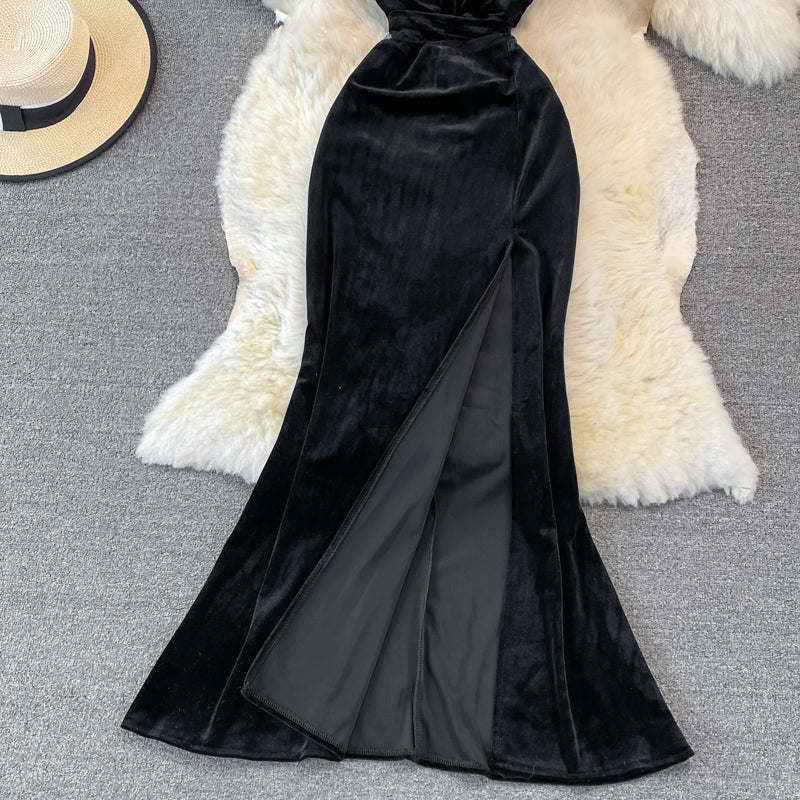 Sexy Velvet Long Dress Fashion Dress  10935