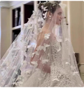 Vintage Elegant White Butterfly Pearl Design Style Long Wedding Veil TP3163