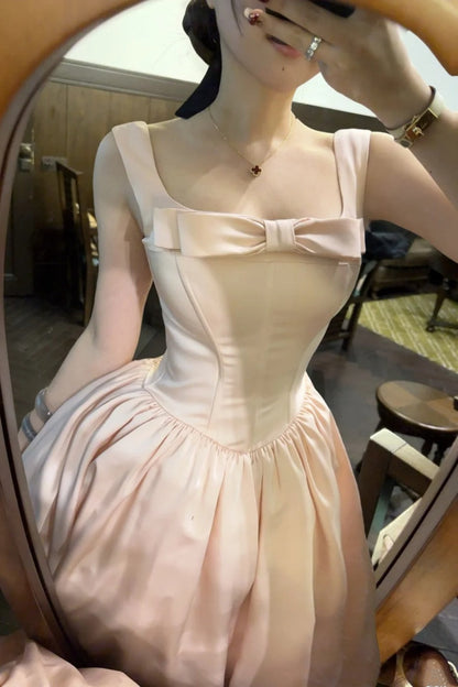 girlhomeshops-Bridesmaid dress/birthday dress pink/blue bow simple and fashionable Cinderella fairy dress gh5743