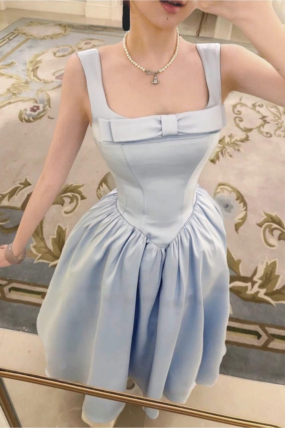girlhomeshops-Bridesmaid dress/birthday dress pink/blue bow simple and fashionable Cinderella fairy dress gh5743