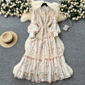 High-grade Lace Patchwork High-waisted Printed Embroidery Dress TP2842
