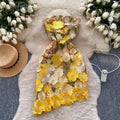 New Sleeveless Waist Slimming Floral Embroidery Design Irregular Strapless Dress TP2848