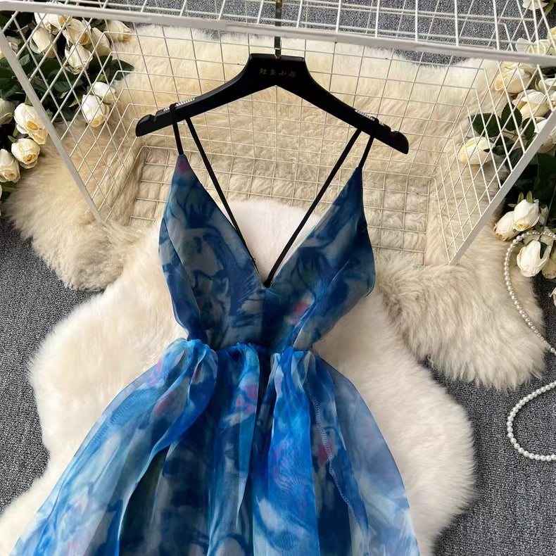 Elegant Spaghetti Strap High-waisted Organza Party Gala Ball Gown TP2851