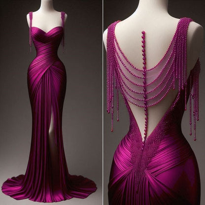 Girlhomeshops-Burgundy dresses, beaded dresses, bodycon dresses, mermaid dresses, sexy dresses, elegant dresses gh5144