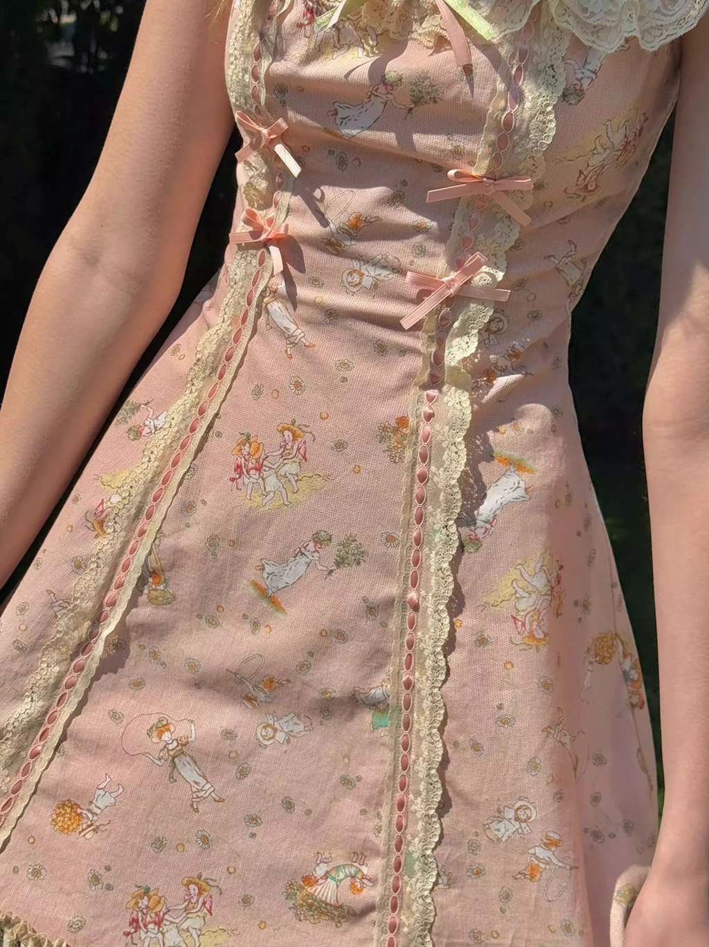 Vintage Pink Floral Ruffled A-Line Homecoming Dress Party Dress TP5690