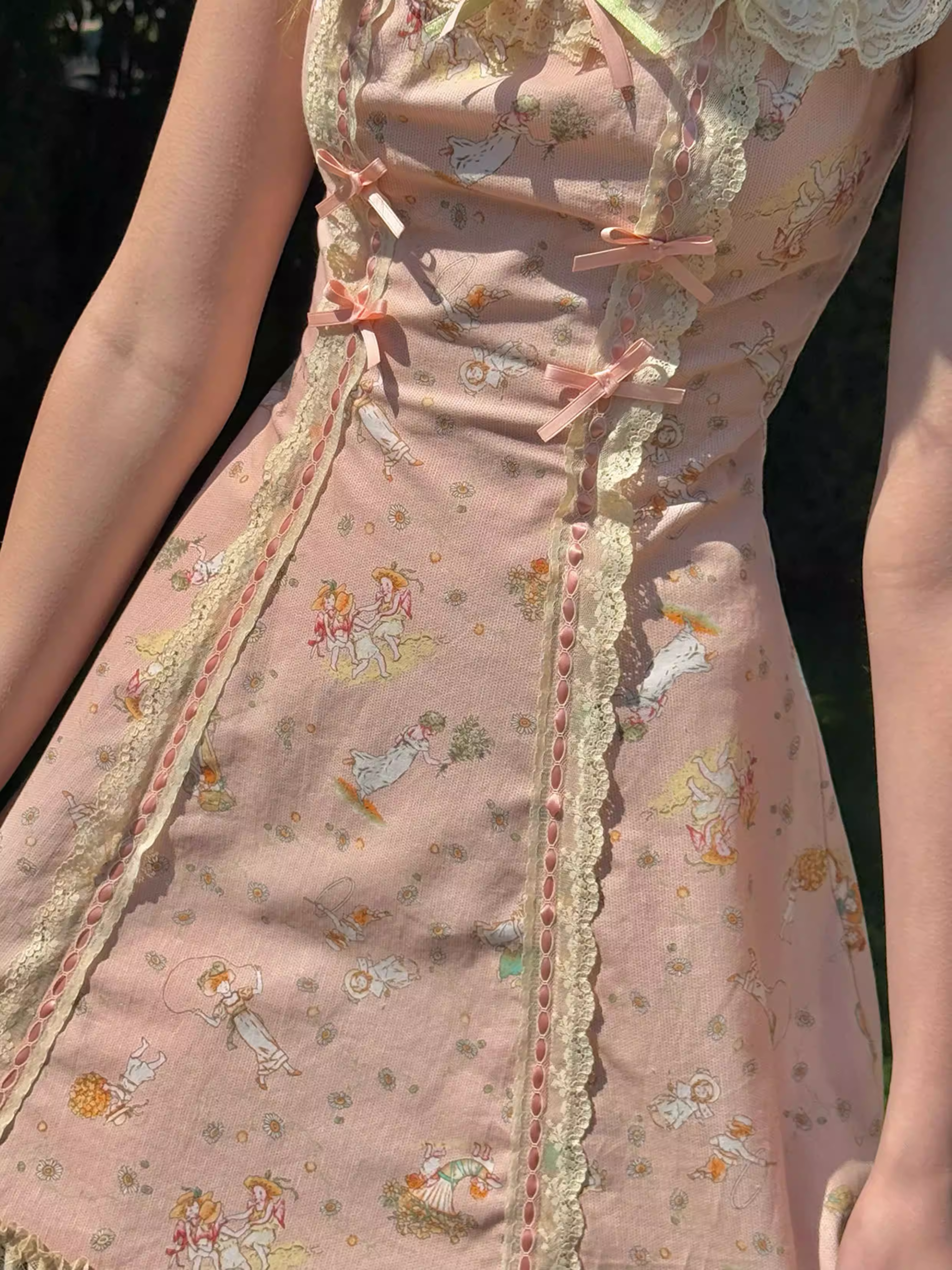 Vintage Pink Floral Ruffled A-Line Homecoming Dress Party Dress TP5690