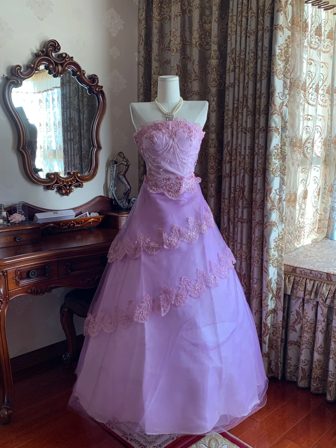 Lilac Strapless Waist-Cinched Voluminous Skirt Prom Dress, Birthday Ball Gown, Evening Party Gown gh7285