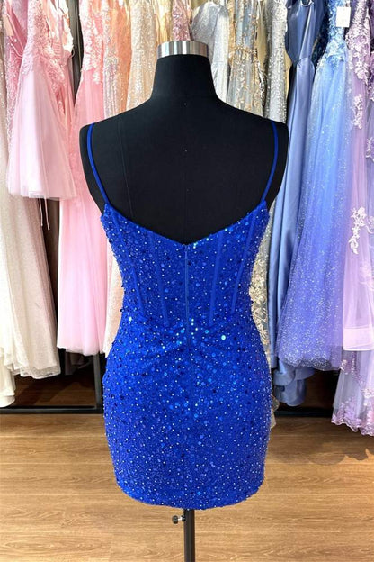 Sweetheart Spaghetti Straps Sequin Bodycon Homecoming Dress