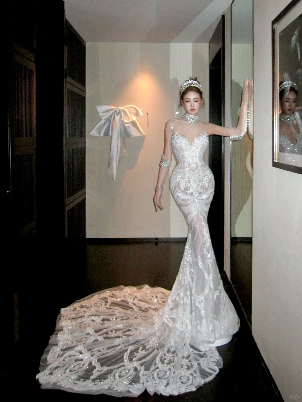 Elegant Glittering Beaded Sequined Applique Sweetheart Design Mermaid Wedding Dress TP4231