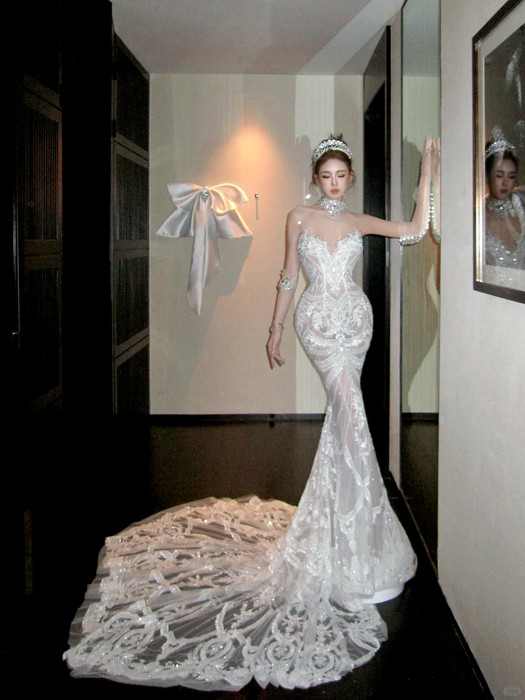 Elegant Glittering Beaded Sequined Applique Sweetheart Design Mermaid Wedding Dress TP4231