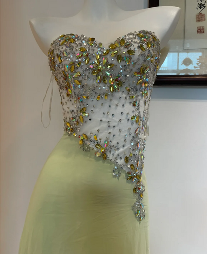 Beautiful Mermaid Sweetheart Neckline Rhinestone Chiffon Long Prom Dress Evening Dress P4275