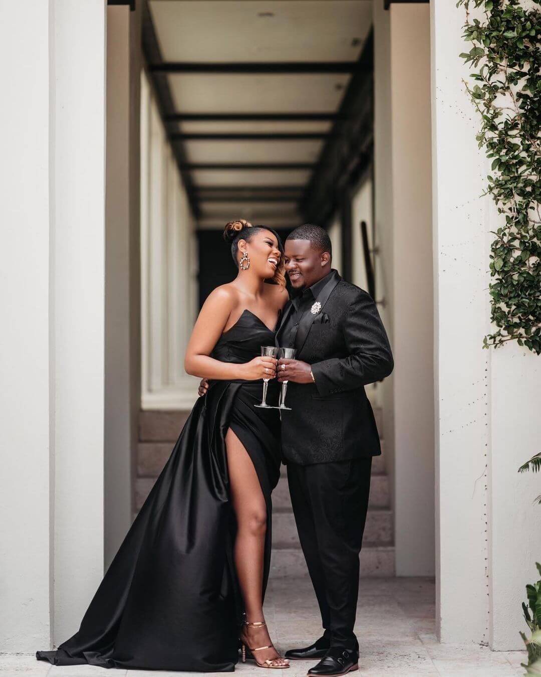Sexy Black High Slit Prom Dress Tight Satin Wedding Guest Outfit