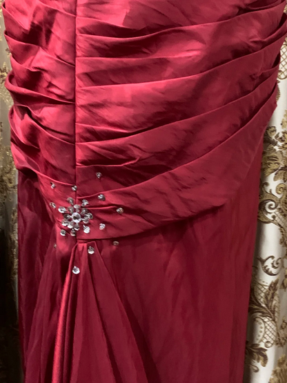 Red Strapless Waist-Cinched Fitted Long Prom Dress, Evening Party Gown gh7289