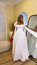 Vintage White Sweetheart Detachable Cape Sleeves A-Line Prom Dress TP5813