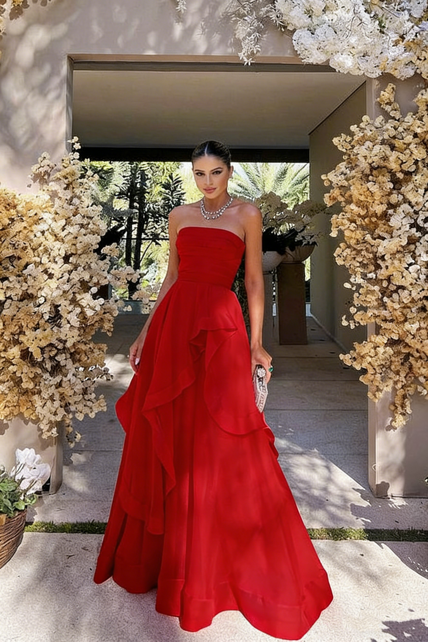 Gorgeous A line Strapless Pink Long Prom Dress P1882