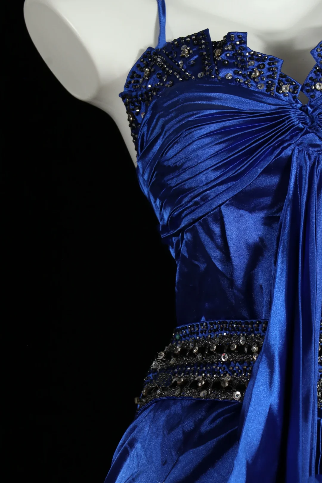 Blue Spaghetti Strap Fitted Waist Satin Sexy Prom Dress, Evening Party Gown gh7310