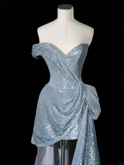 🌌Future space silver short starry bright romantic ball gown evening dress homecoming dress birthday dress prom dress gh4354