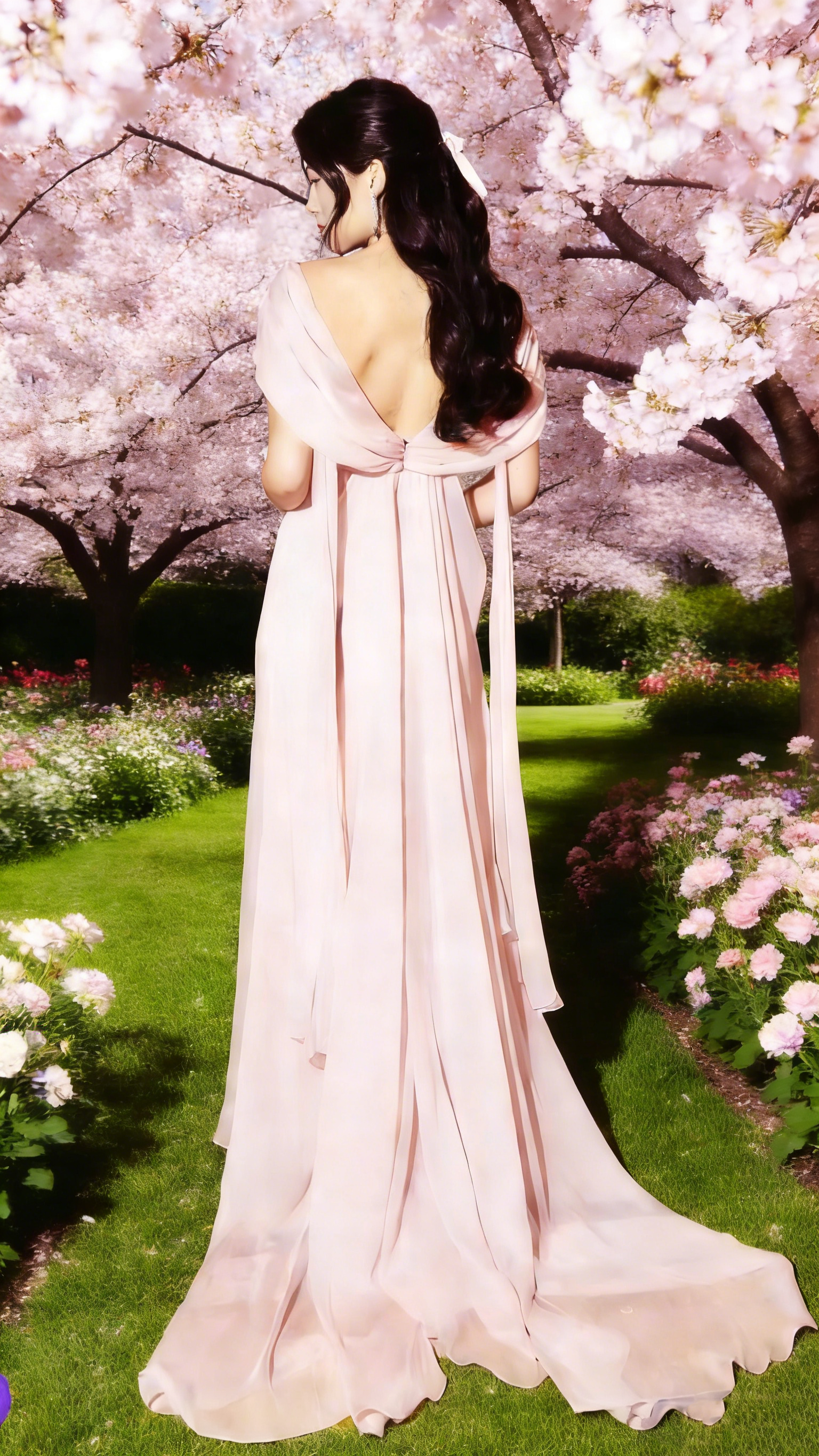 Blush Pink Chiffon Twist Neck Maxi Dress - Off-Shoulder Backless Bridesmaid/Date/Evening Gown gh6976