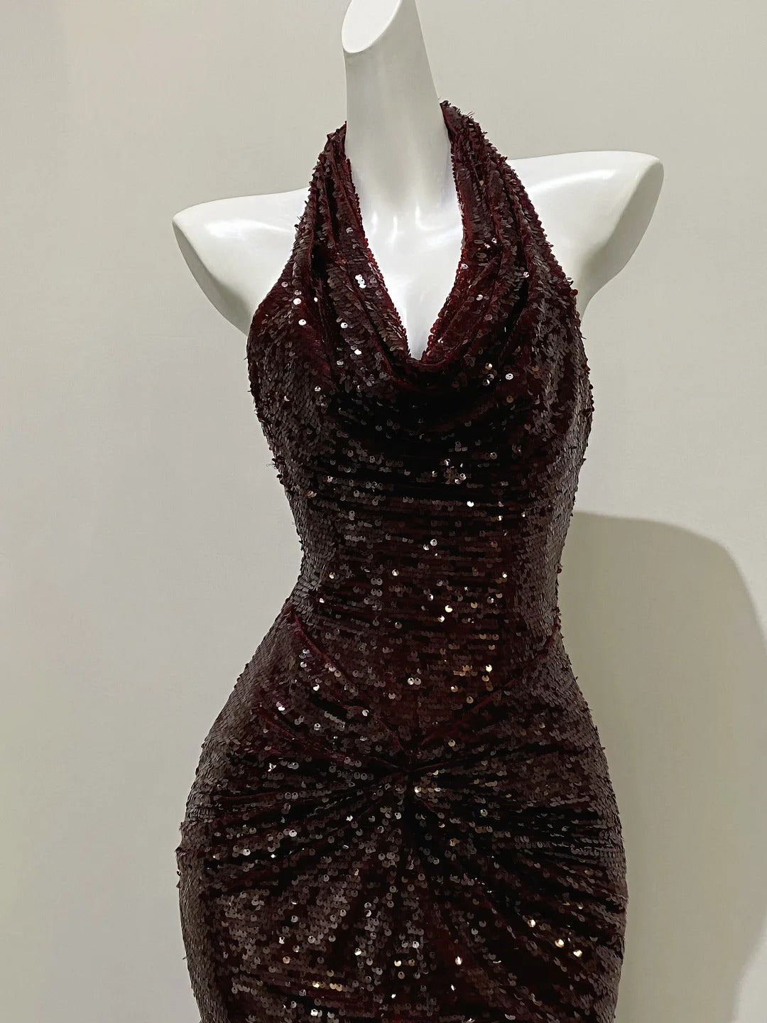 ✨Burgundy backless fishtail skirt walking galaxy long ball gown evening dress prom dress gh4332
