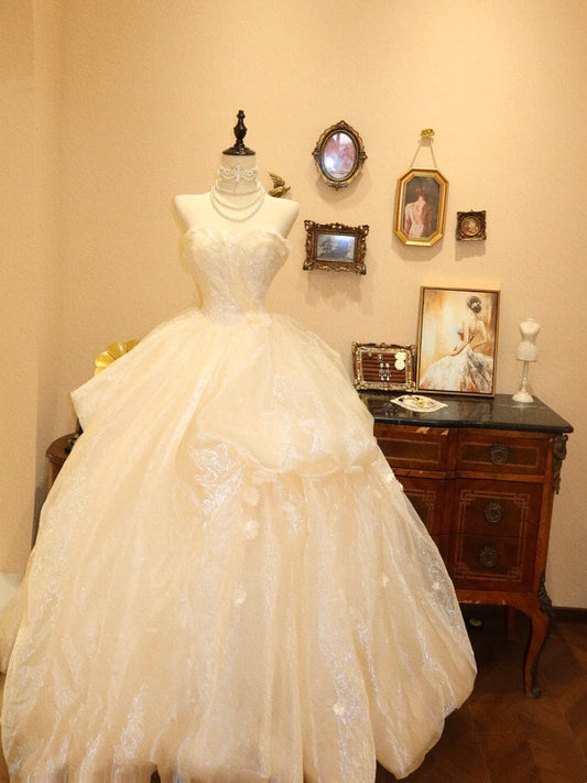 girlhomeshops-White wedding dress, vintage and elegant long formal ball gown gh6132