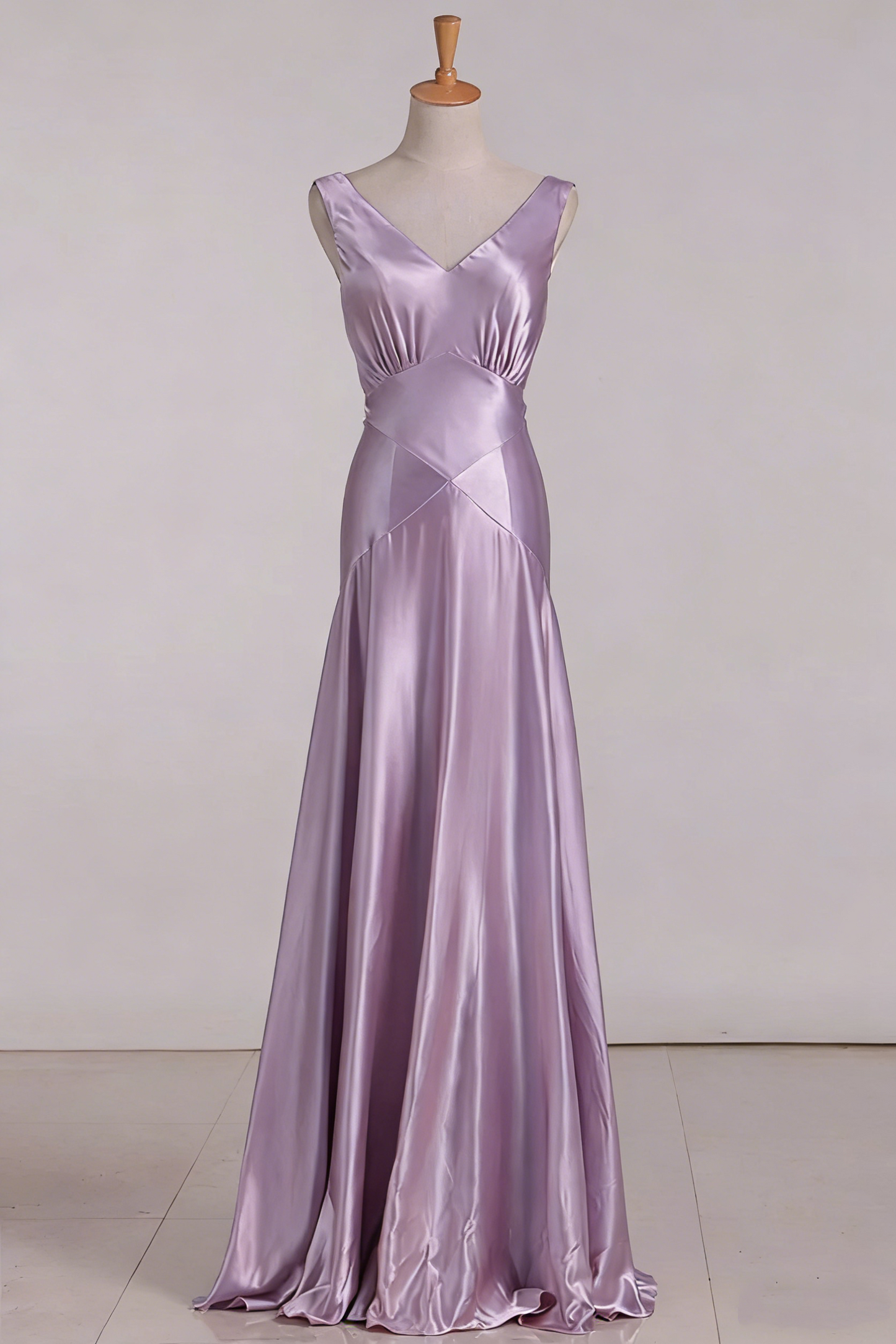 Vintage Mermaid V Neckline Pink Satin Long Prom Dresses Party Evening Dress P2456