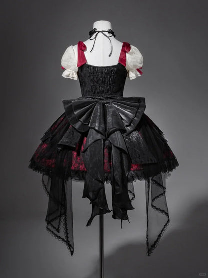 Girlhomeshops-Black red floral tulle lace short homecoming dress birthday dress gh5346