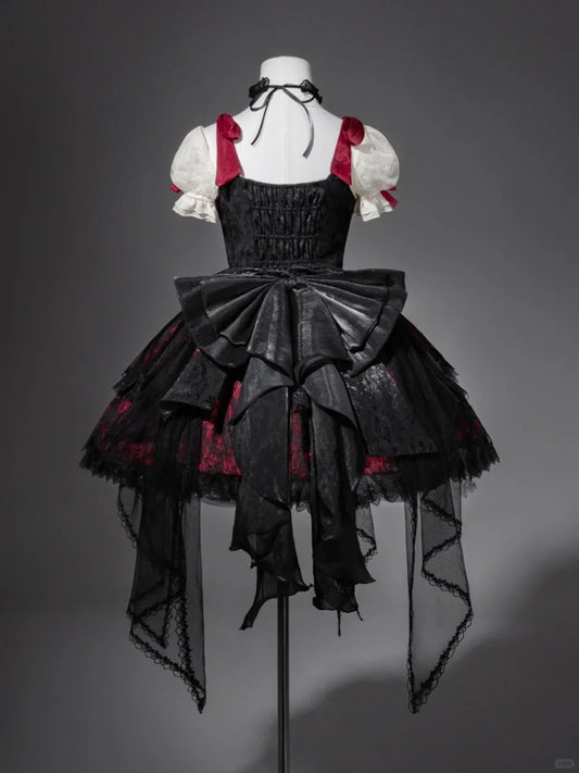 Girlhomeshops-Black red floral tulle lace short homecoming dress birthday dress gh5346